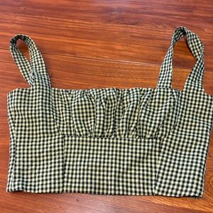 Capulet Corset Top in Black and Yellow Gingham S